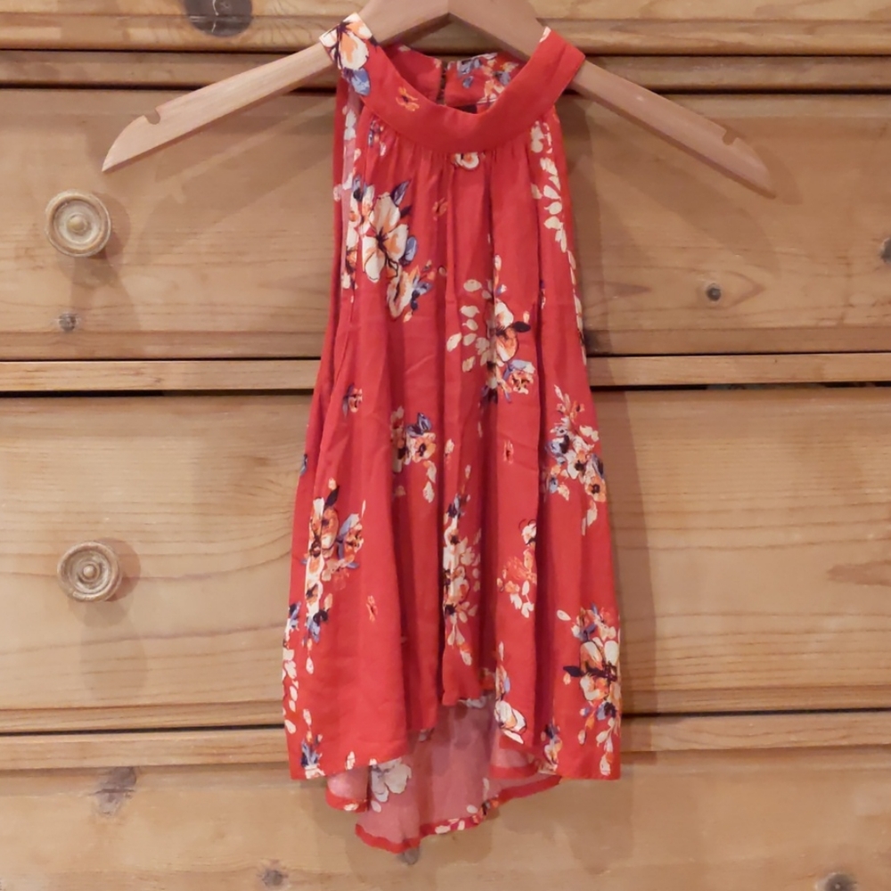 Floral Red Halter Tank by Xhilaration Size S